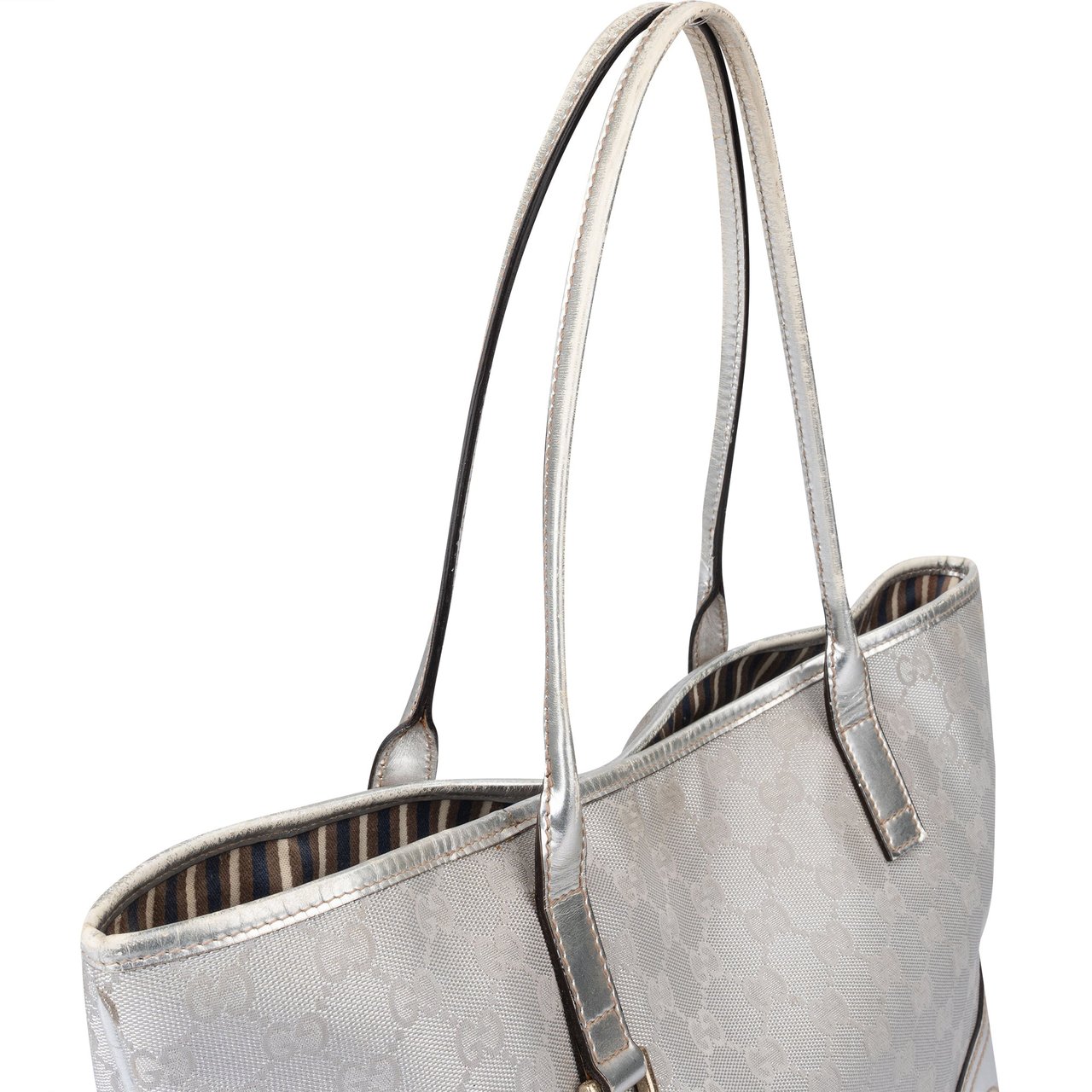 Gucci Gucci Silver GG Monogram Abbey Handbag Zilver