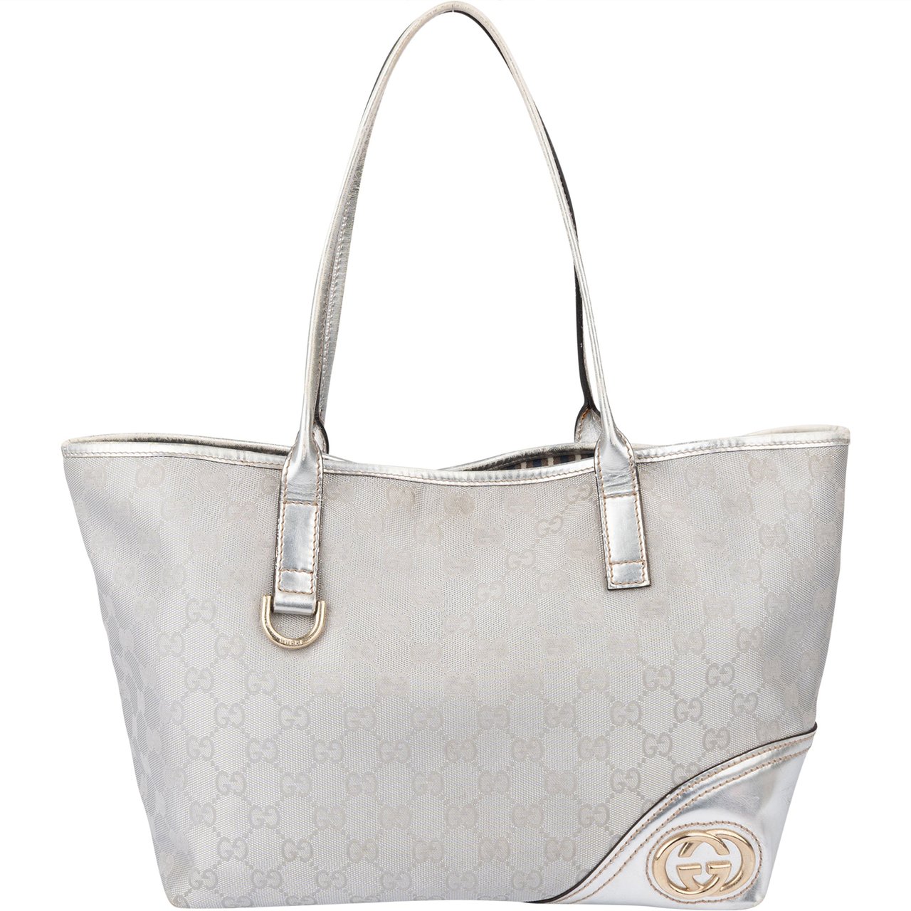 Gucci Gucci Silver GG Monogram Abbey Handbag Zilver