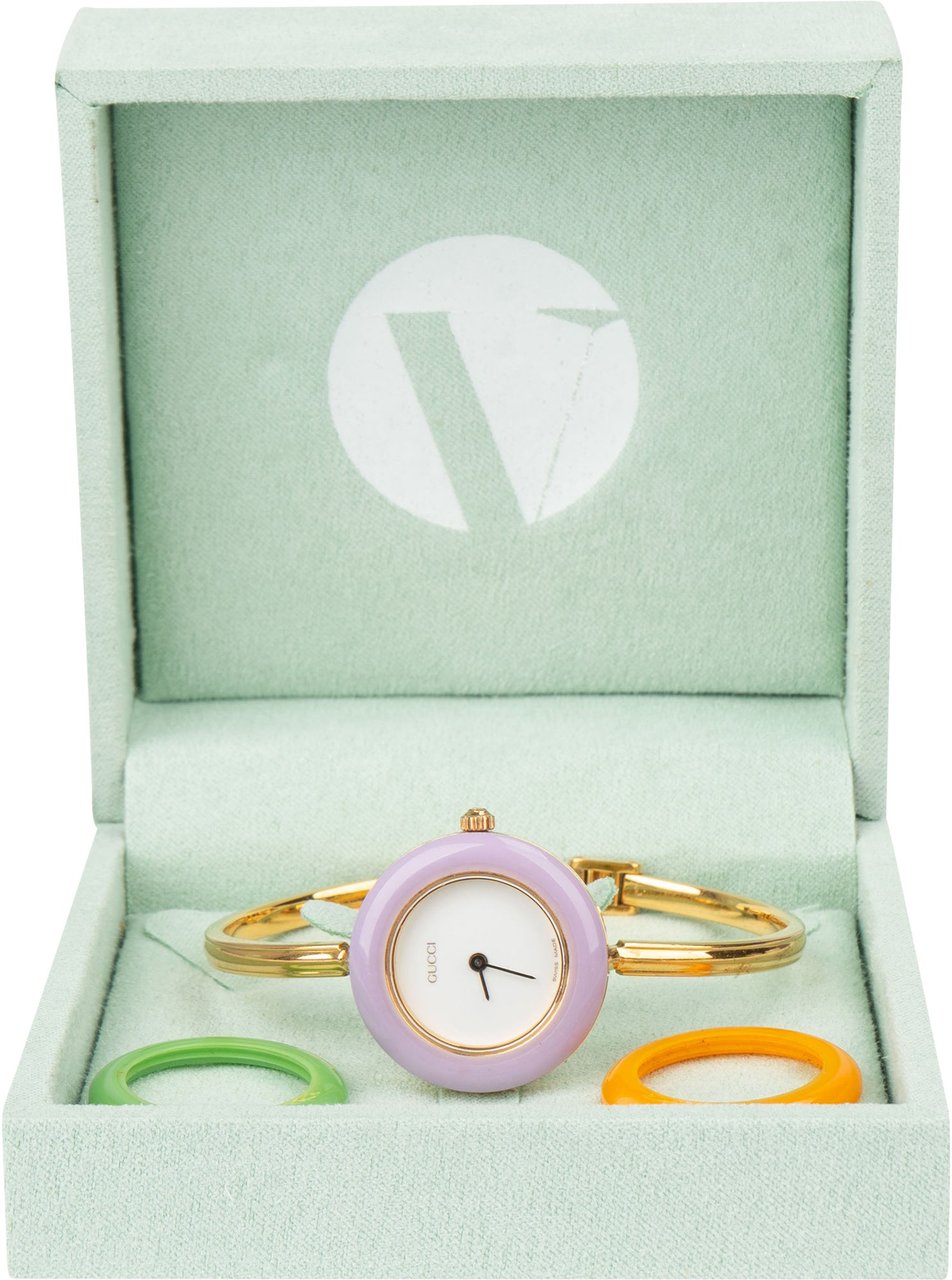 Gucci Gucci Gold Tone Change Bezel White Dial 11/12.2 Women Watch Goud