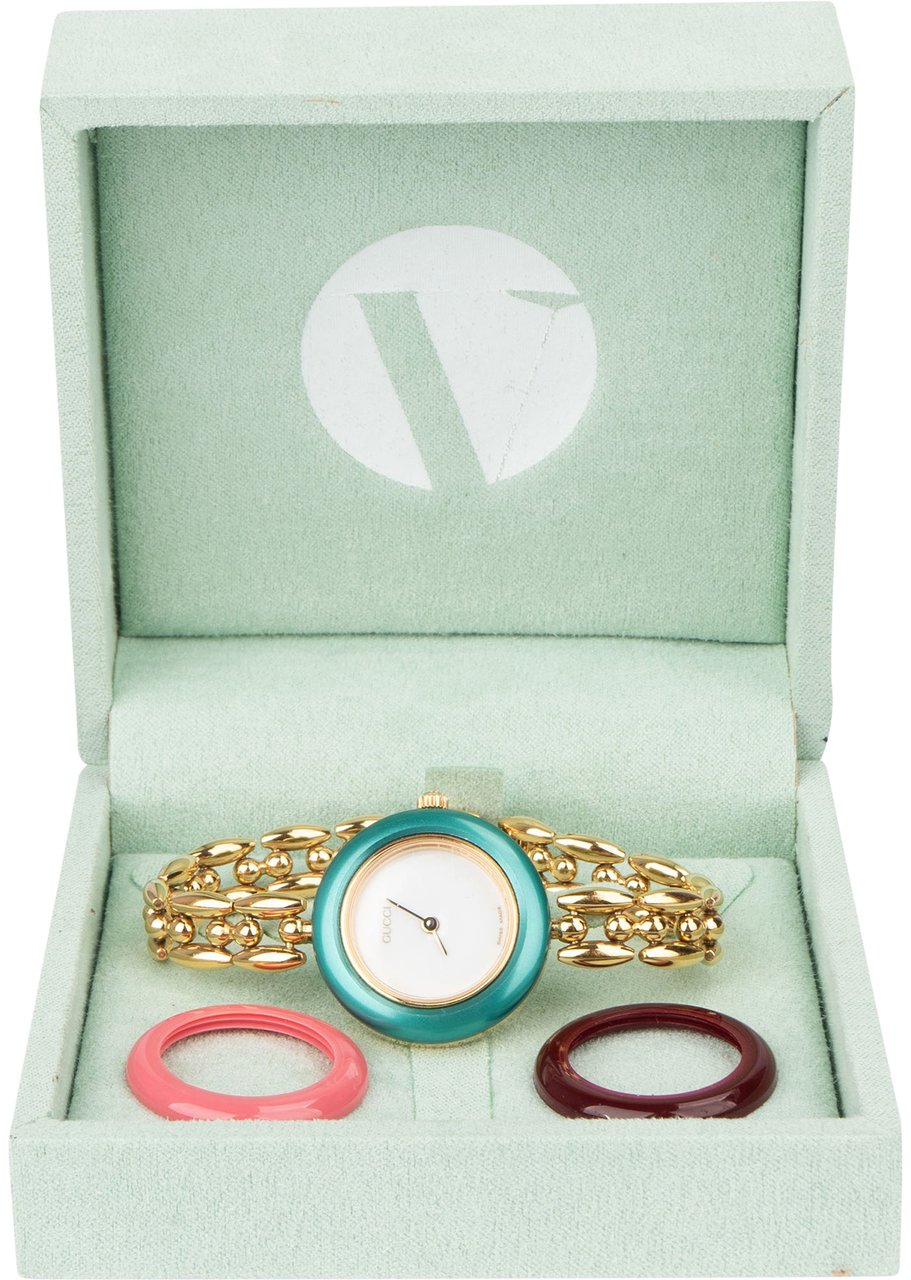 Gucci Gucci Gold Tone Change Bezel White Dial 11/12.2 Women Watch Goud