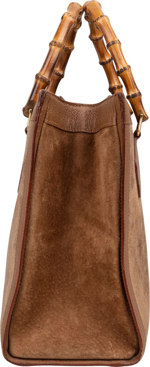 Gucci Gucci Brown Suede Bamboo Handbag Bruin