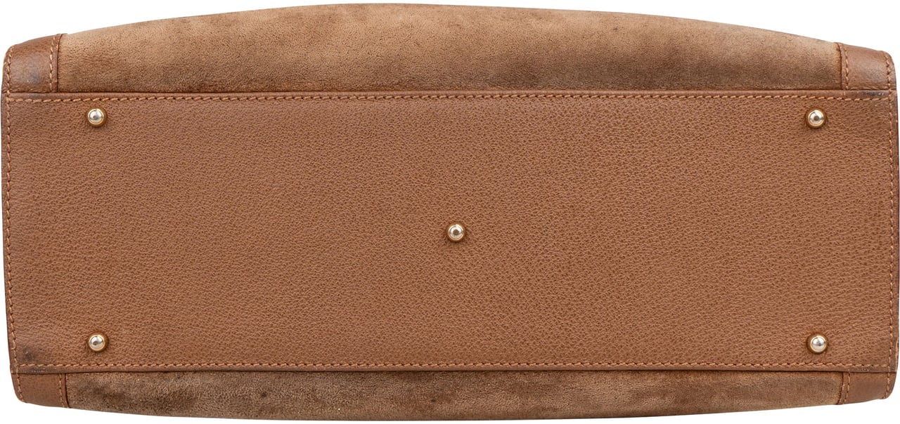 Gucci Gucci Brown Suede Bamboo Handbag Bruin