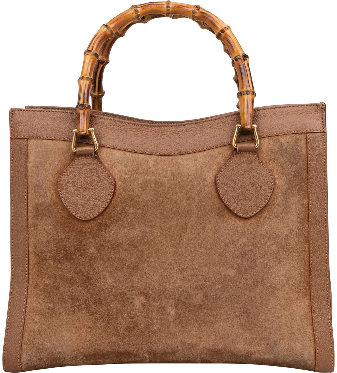 Gucci Gucci Brown Suede Bamboo Handbag Bruin