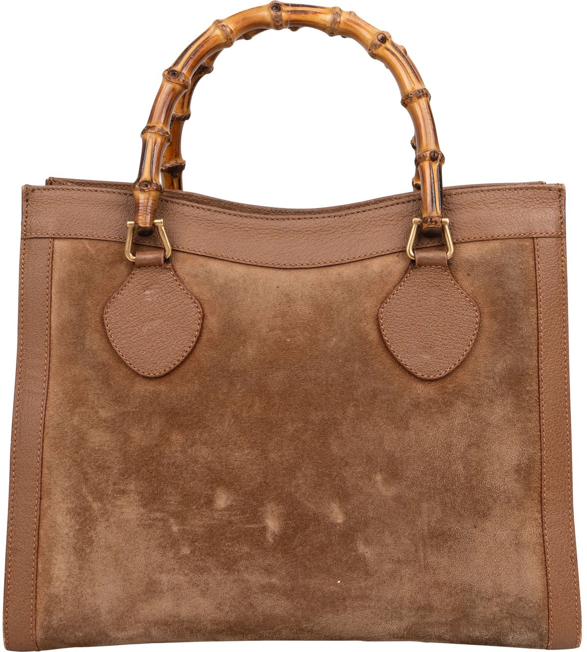 Gucci Gucci Brown Suede Bamboo Handbag Bruin