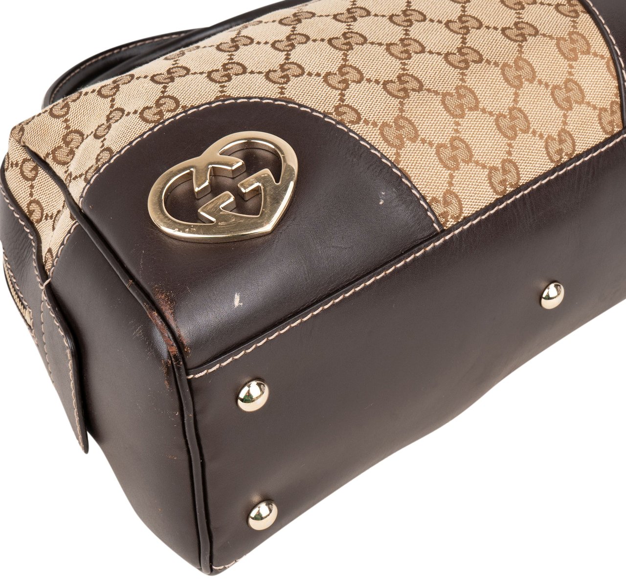 Gucci Gucci GG Monogram Heart Britt Handbag Bruin
