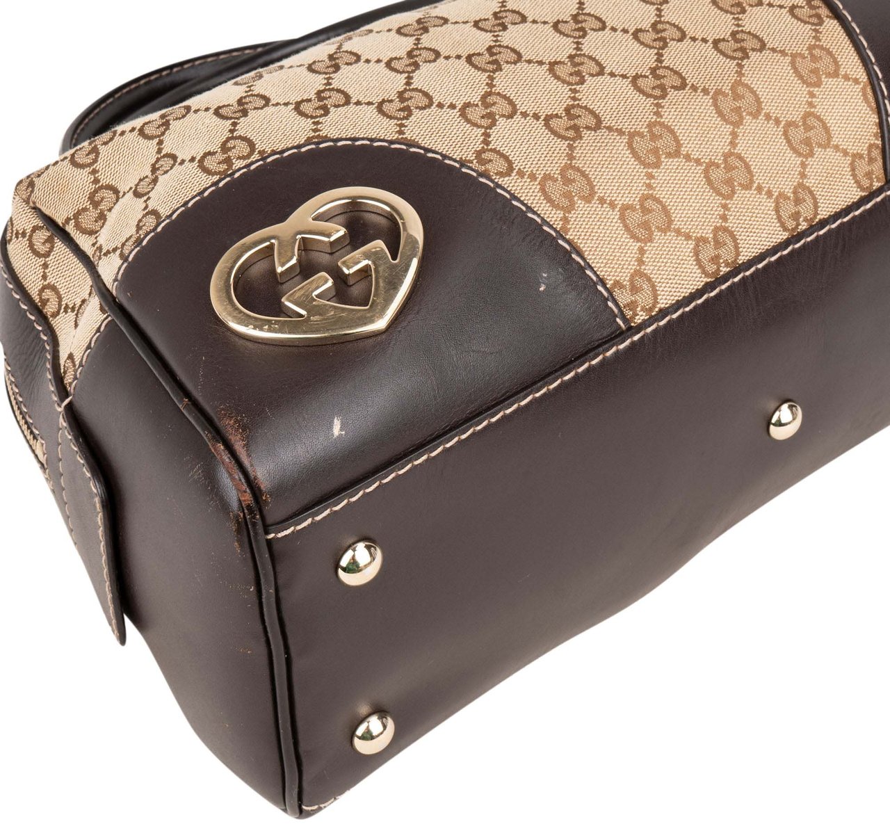 Gucci Gucci GG Monogram Heart Britt Handbag Bruin