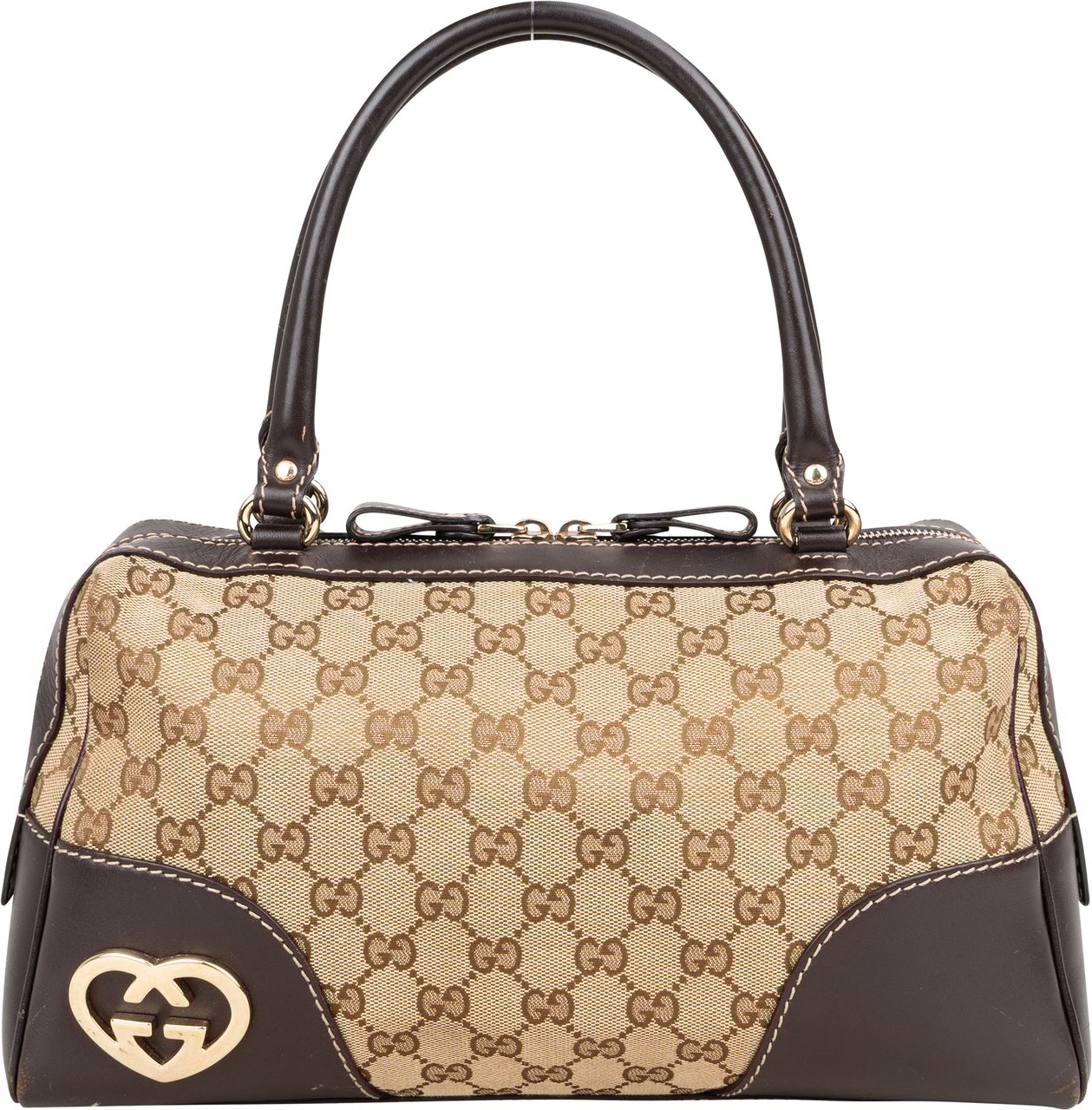Gucci Gucci GG Monogram Heart Britt Handbag Bruin
