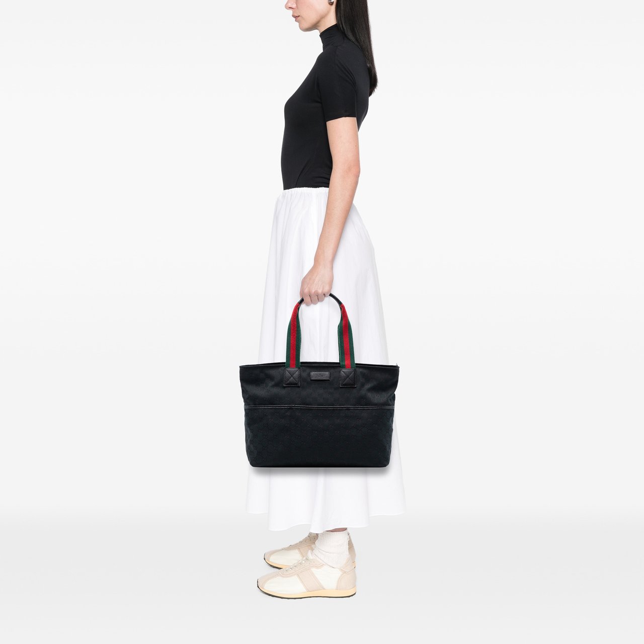 Gucci GG Canvas Web Tote Zwart