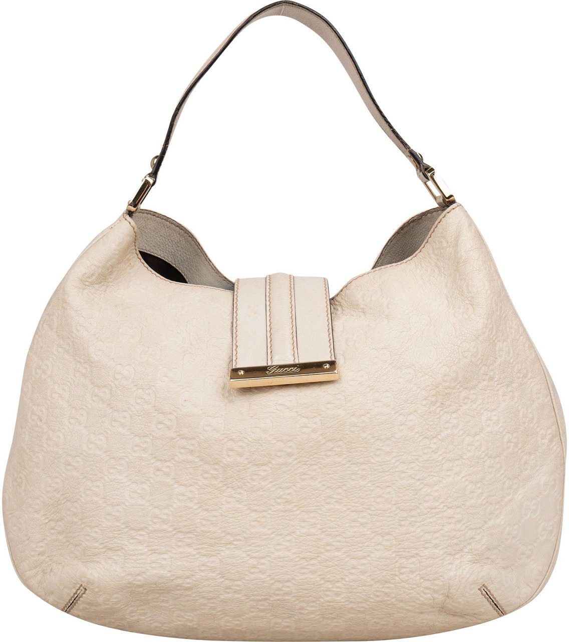 Gucci Gucci Leather GG Monogram Guccissima Handbag Wit