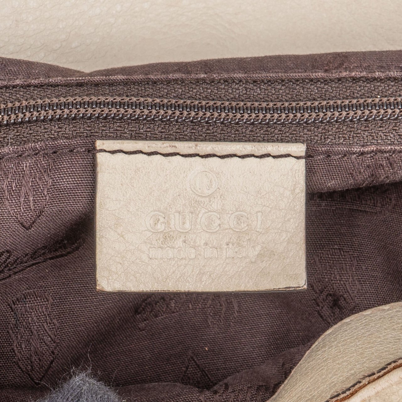 Gucci Gucci Leather GG Monogram Guccissima Handbag Wit