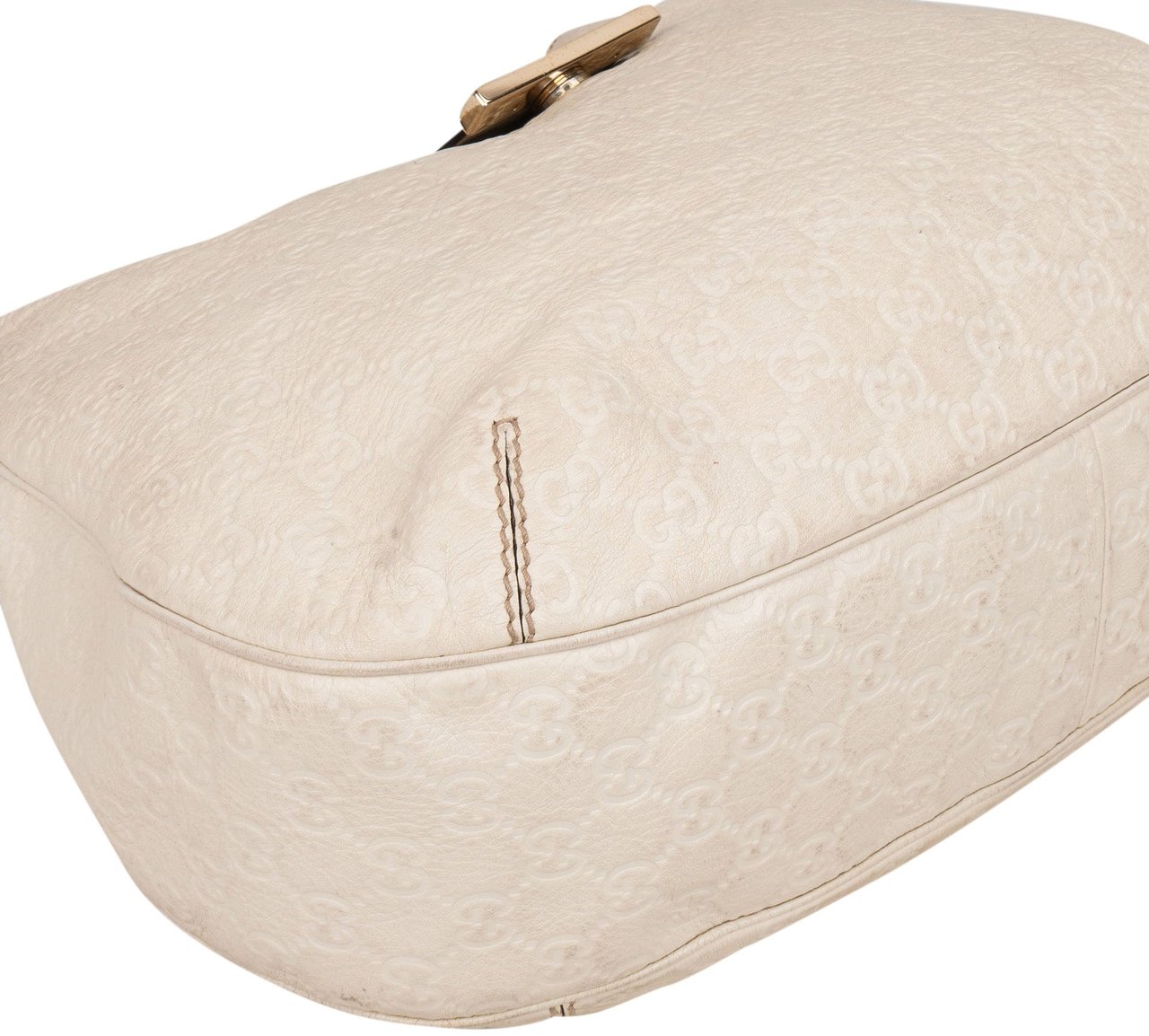 Gucci Gucci Leather GG Monogram Guccissima Handbag Wit