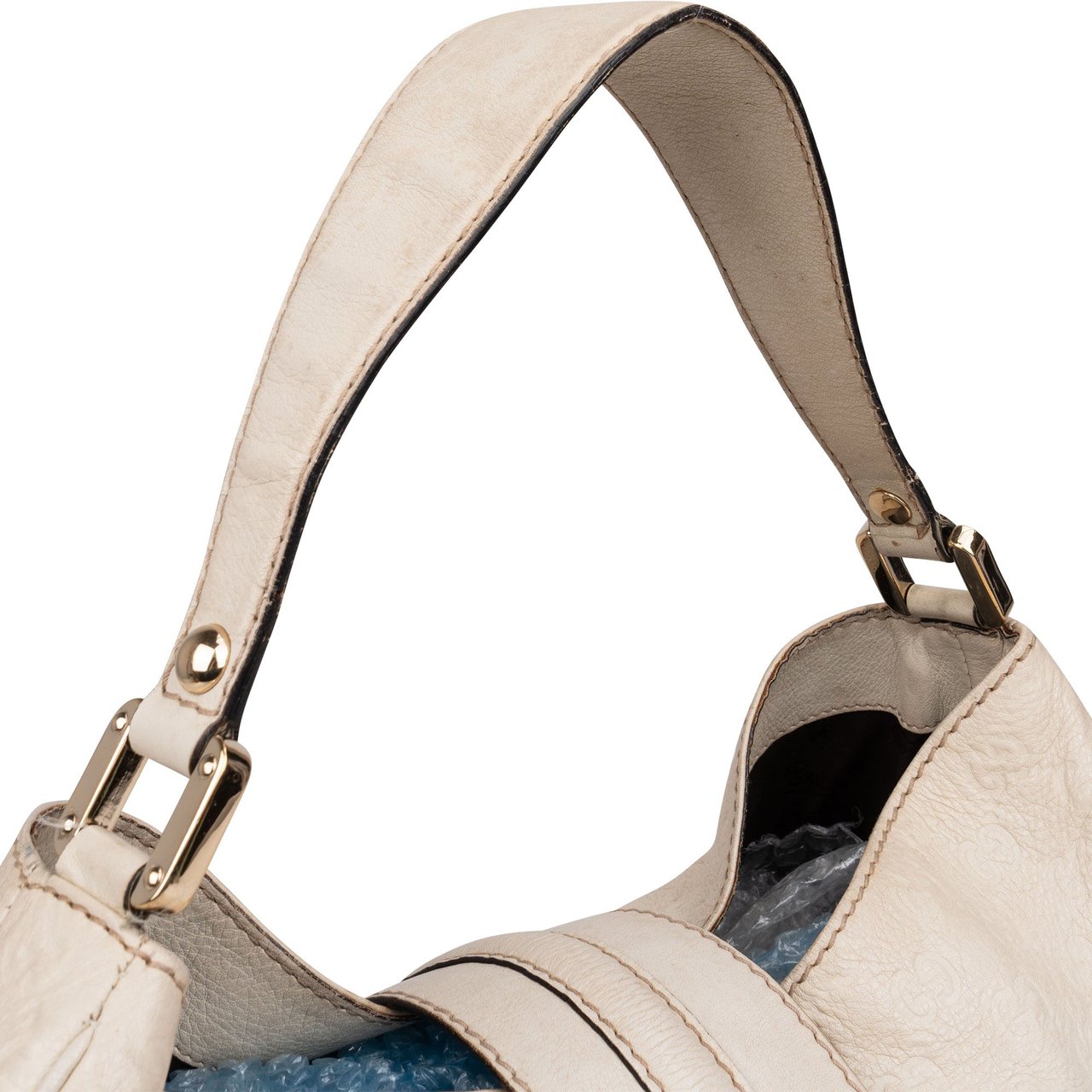 Gucci Gucci Leather GG Monogram Guccissima Handbag Wit