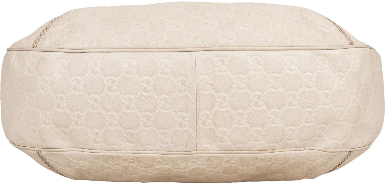 Gucci Gucci Leather GG Monogram Guccissima Handbag Wit