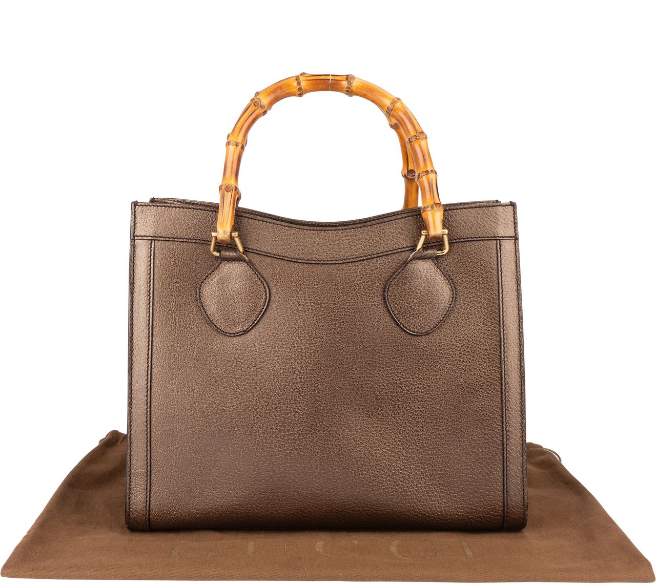Gucci Gucci Leather Bamboo Handbag Bruin