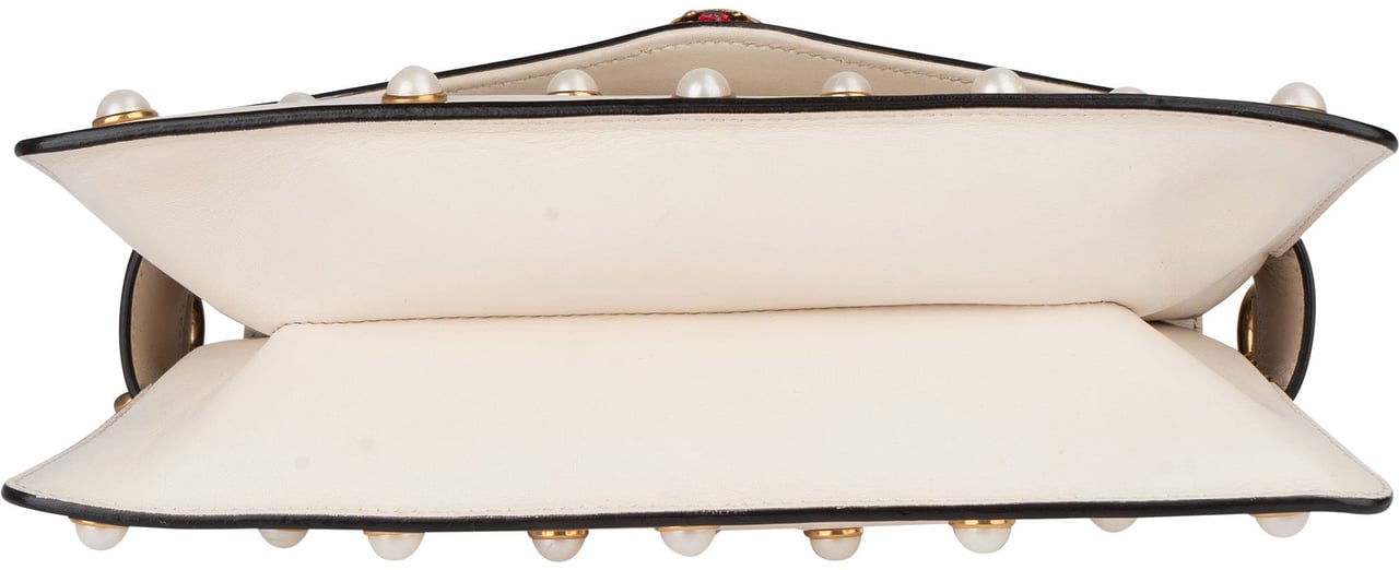 Gucci Gucci White Leather Queen Margaret Bee Shoulder Bag Wit