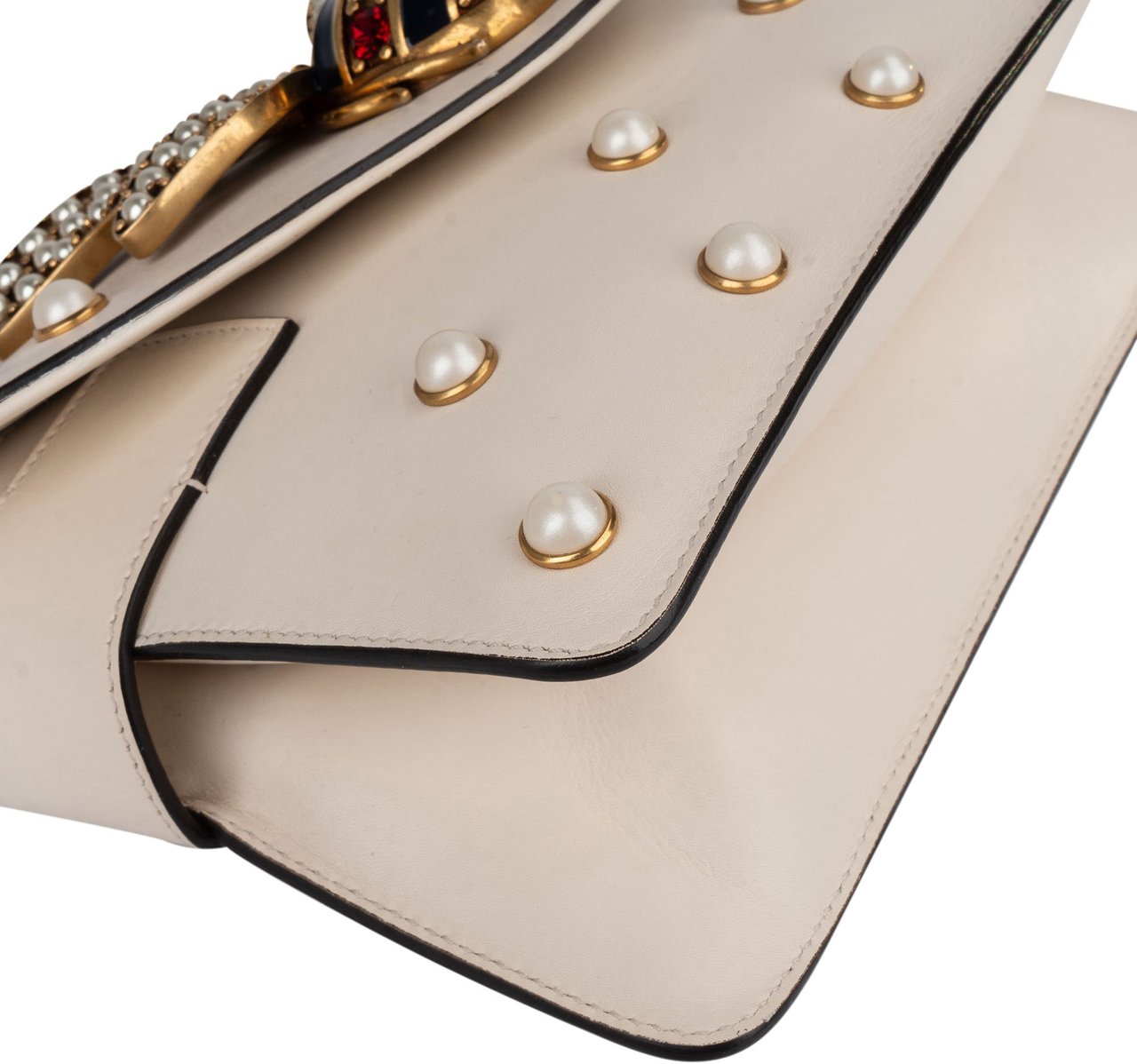 Gucci Gucci White Leather Queen Margaret Bee Shoulder Bag Wit