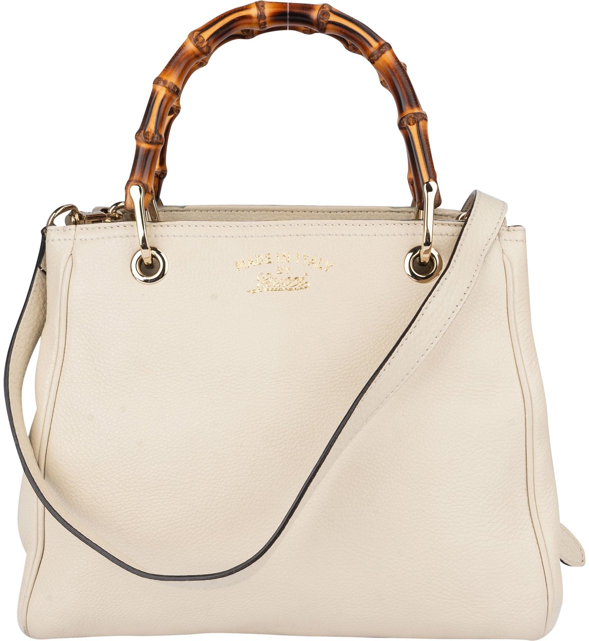 Gucci Gucci White Leather Bamboo Handbag Wit
