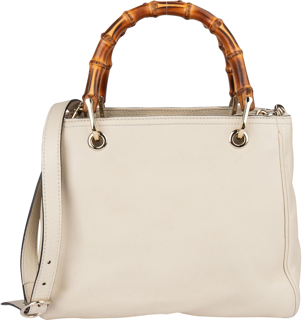Gucci Gucci White Leather Bamboo Handbag Wit