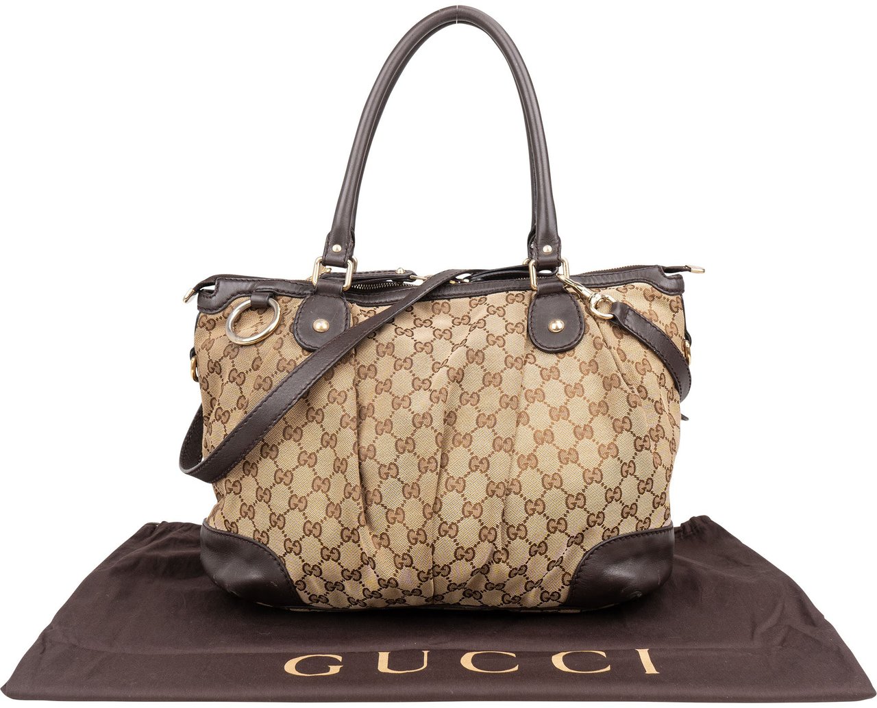 Gucci Gucci GG Monogram Sukey Handbag Bruin