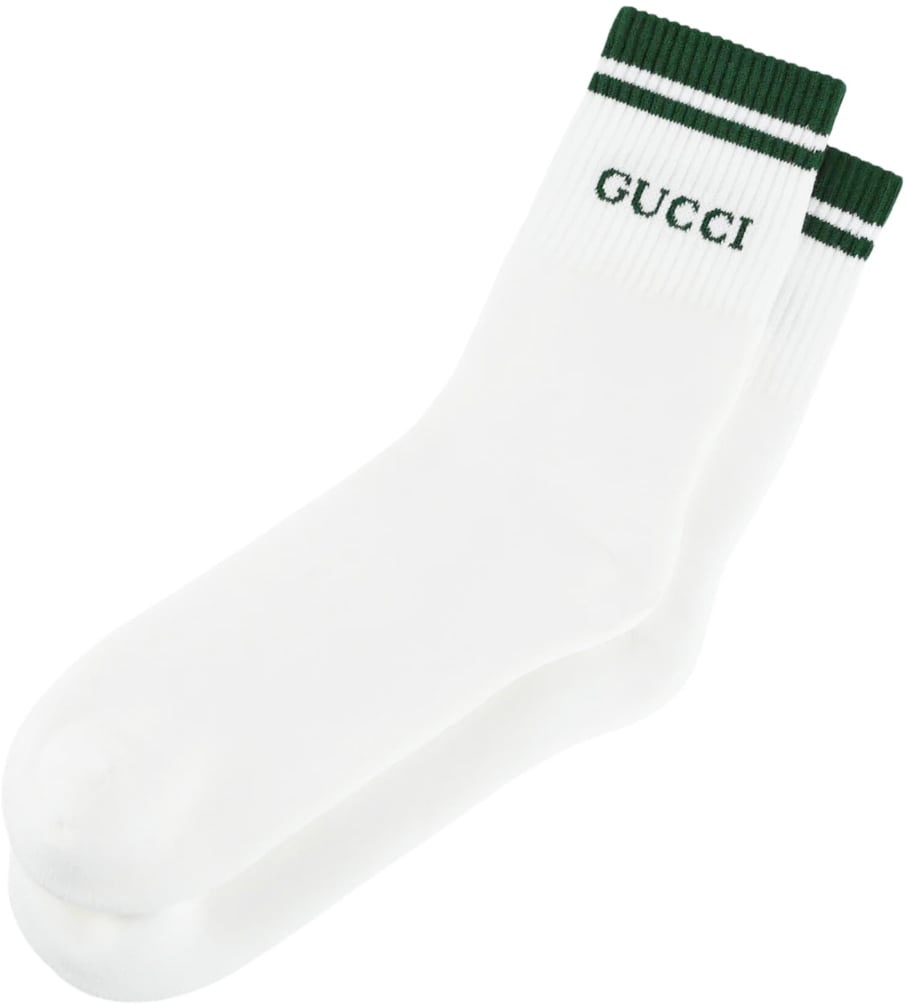 Gucci Embroidered Logo Socks Wit