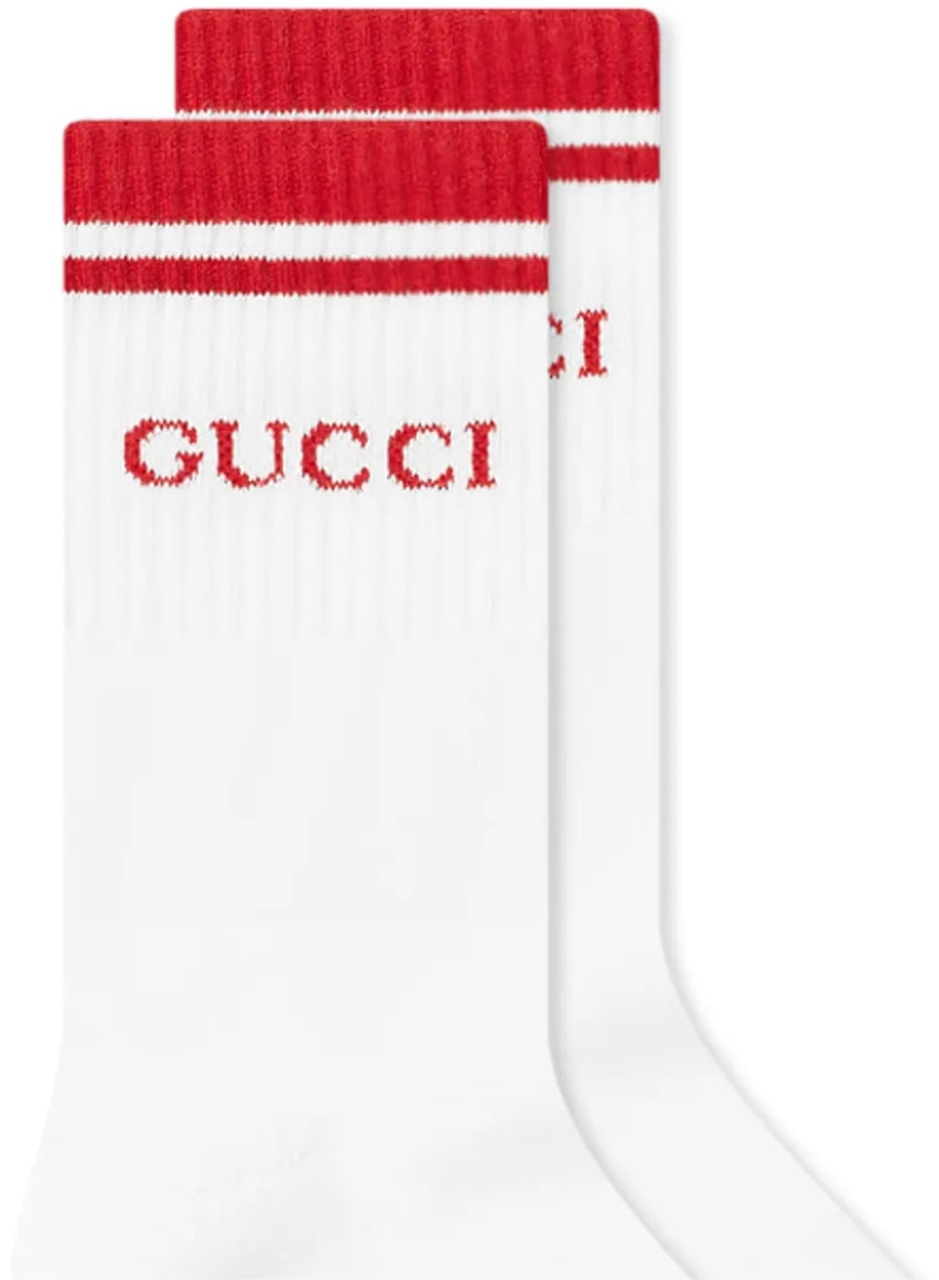 Gucci Embroidered Logo Socks Wit