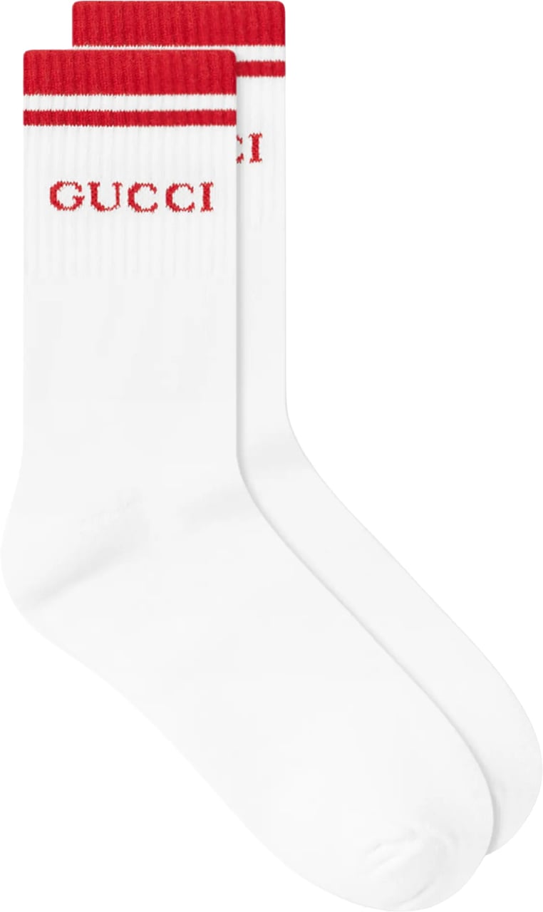 Gucci Embroidered Logo Socks Wit