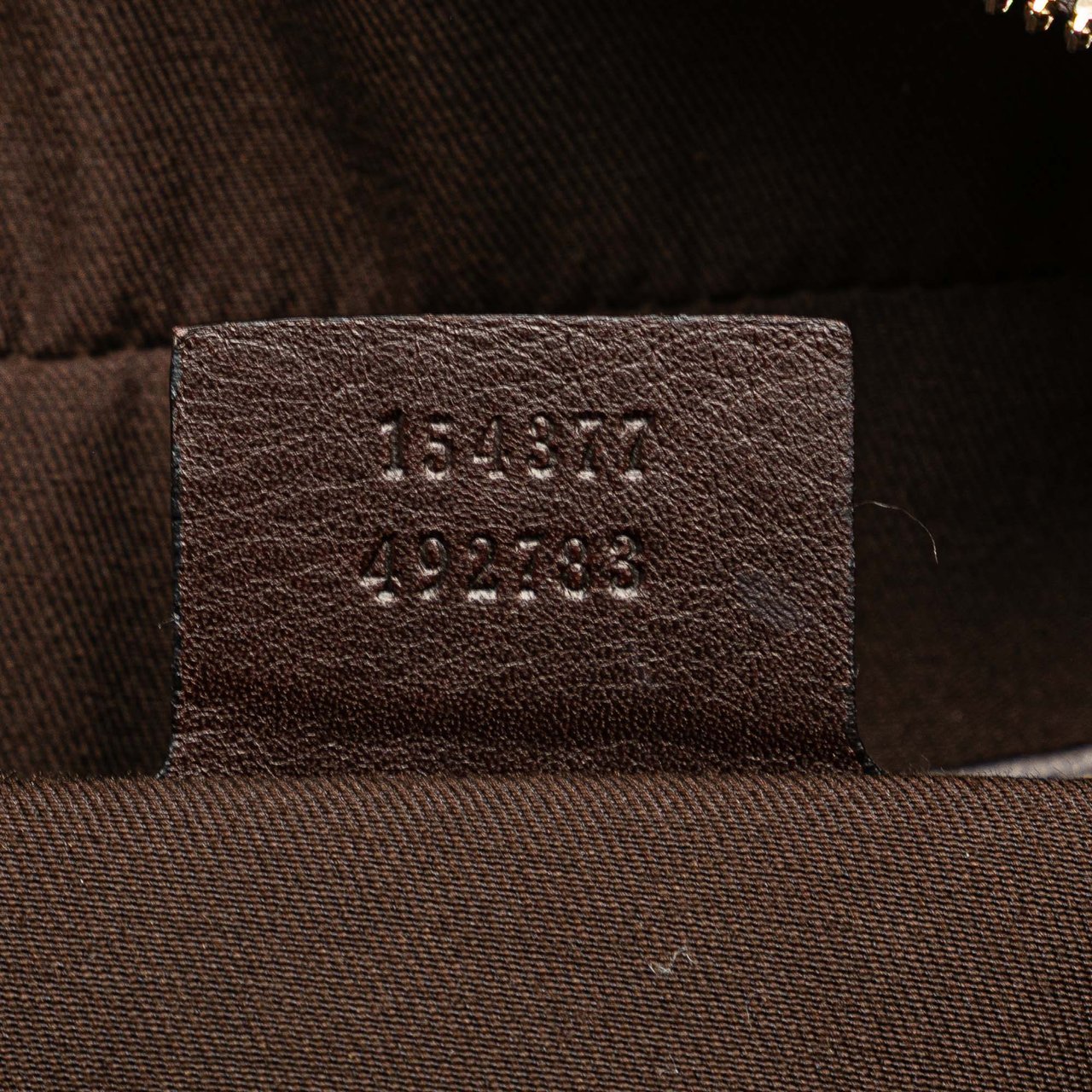 Gucci Printed Canvas Bamboo Horsebit Handbag Wit