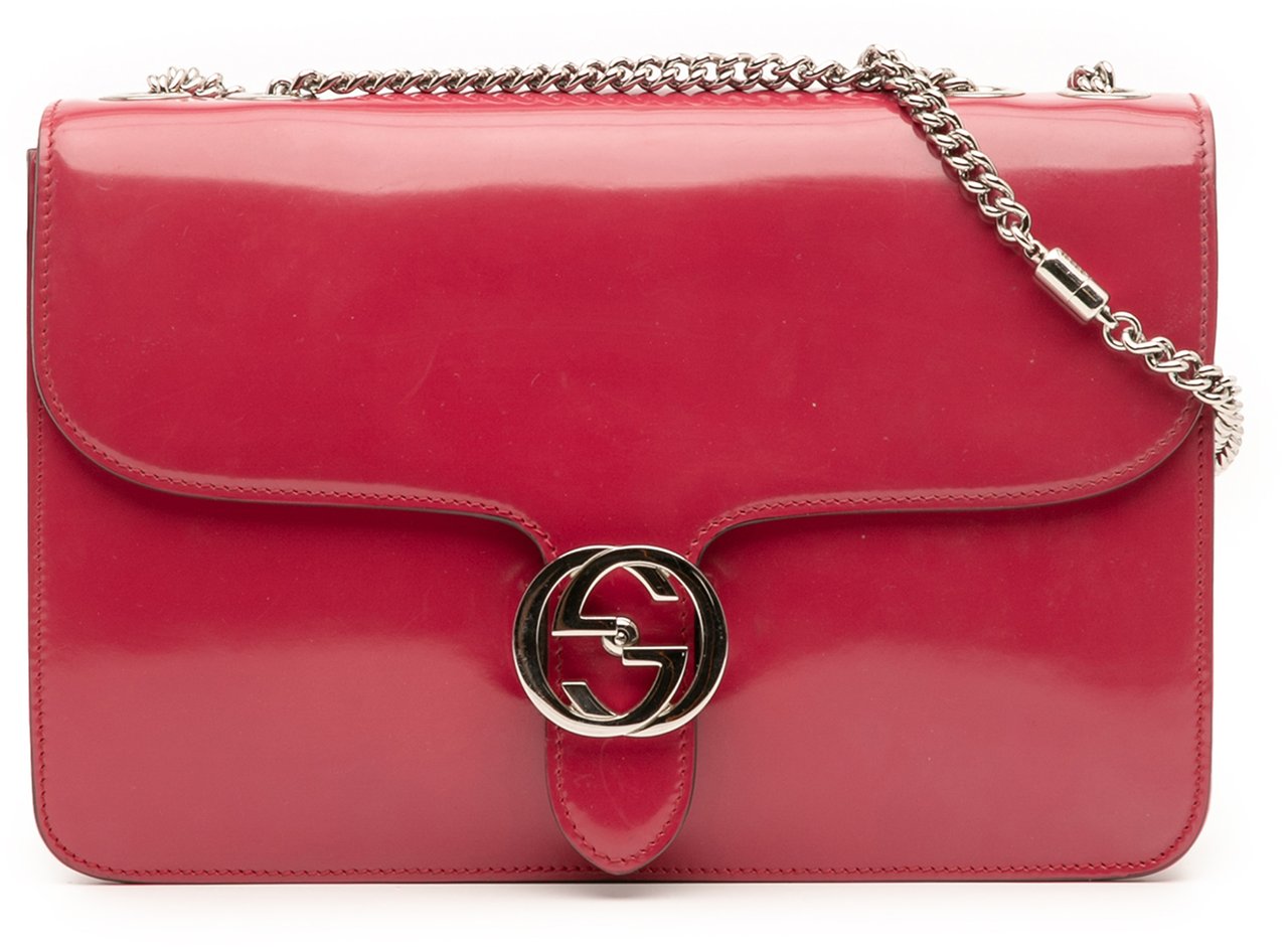 Gucci Medium Patent Dollar Interlocking G Crossbody Rood