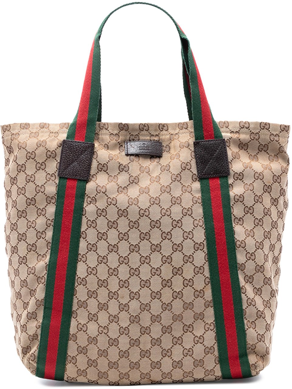 Gucci GG Canvas Web Tote Bruin