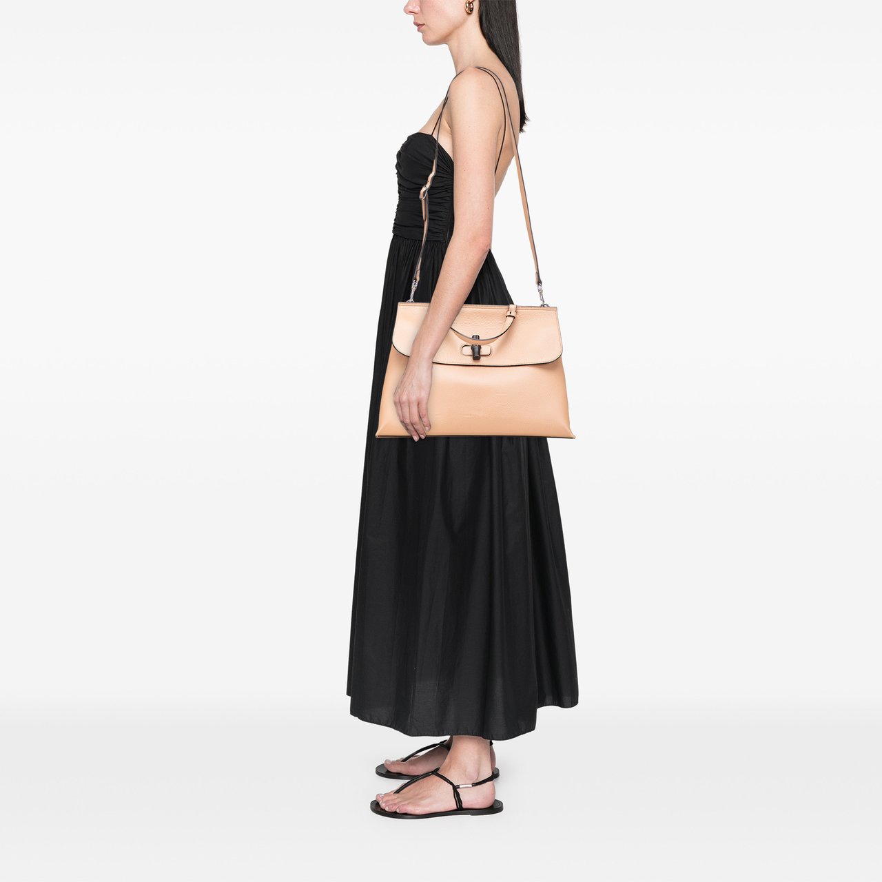 Gucci Large Leather Bamboo Daily Satchel Bruin