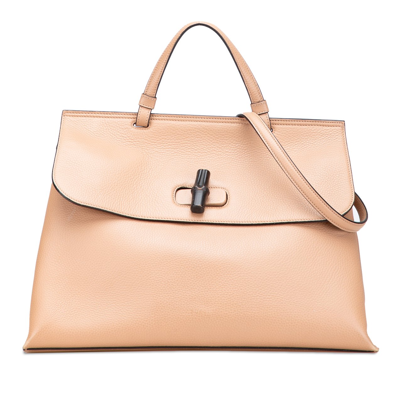Gucci Large Leather Bamboo Daily Satchel Bruin