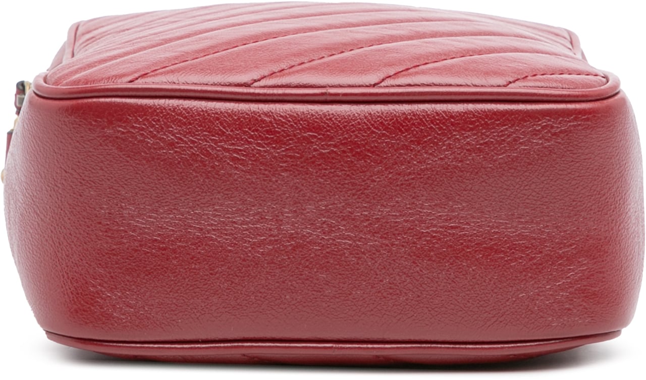 Gucci GG Marmont Matelasse Leather Double Zip Crossbody Rood