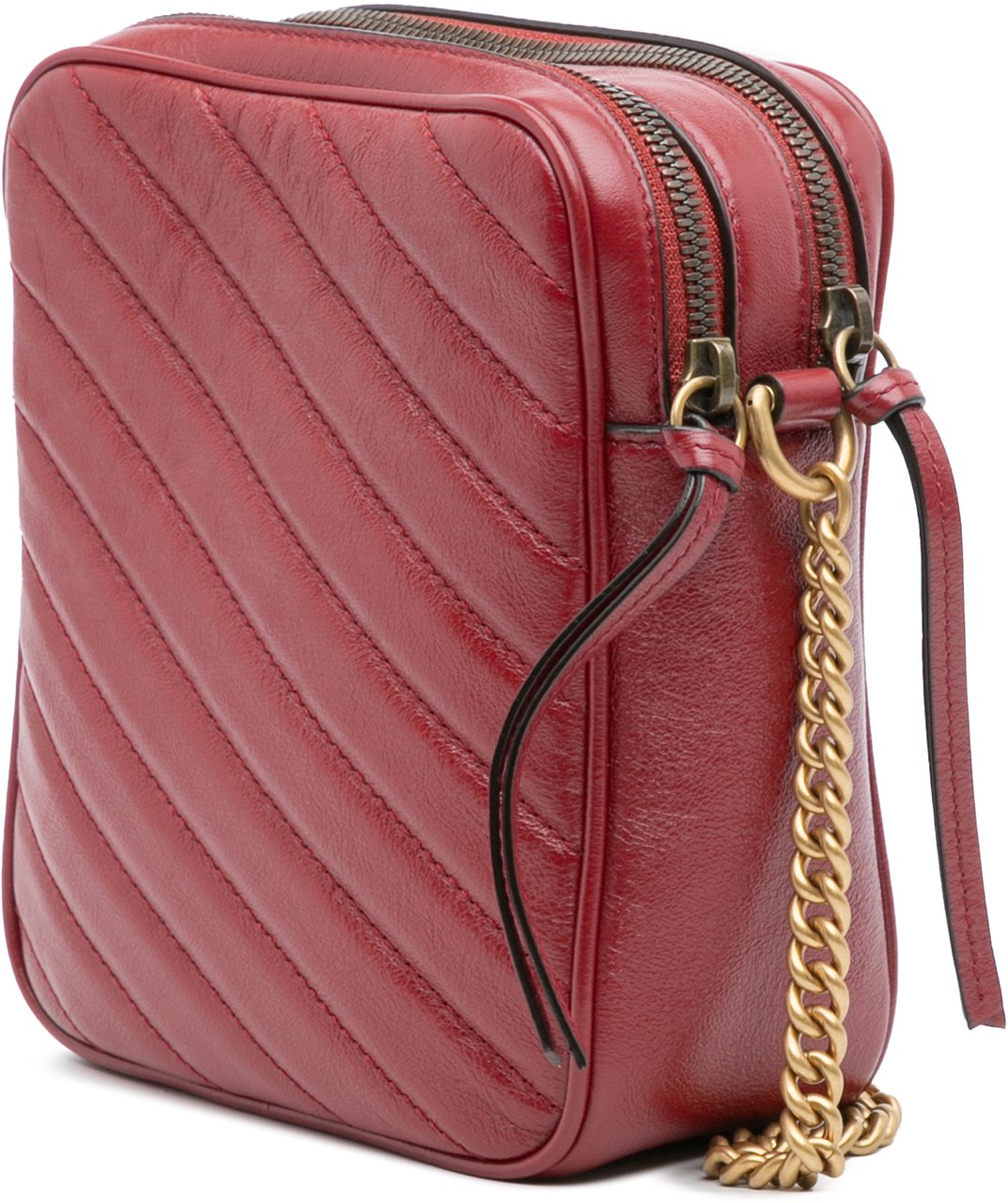 Gucci GG Marmont Matelasse Leather Double Zip Crossbody Rood