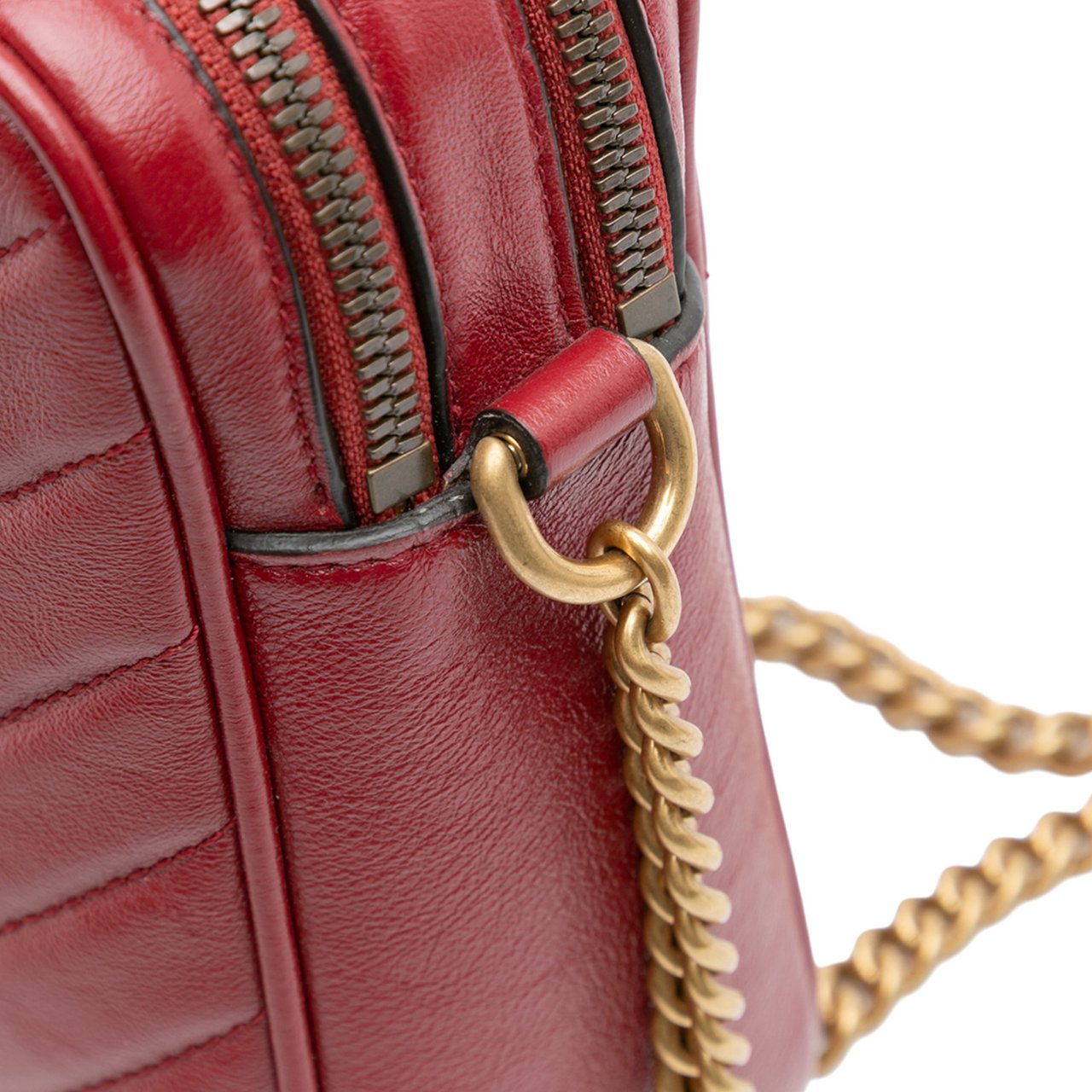 Gucci GG Marmont Matelasse Leather Double Zip Crossbody Rood