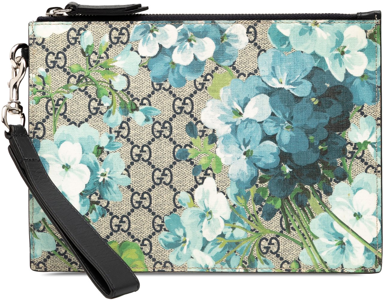 Gucci GG Supreme Blooms Clutch Blauw