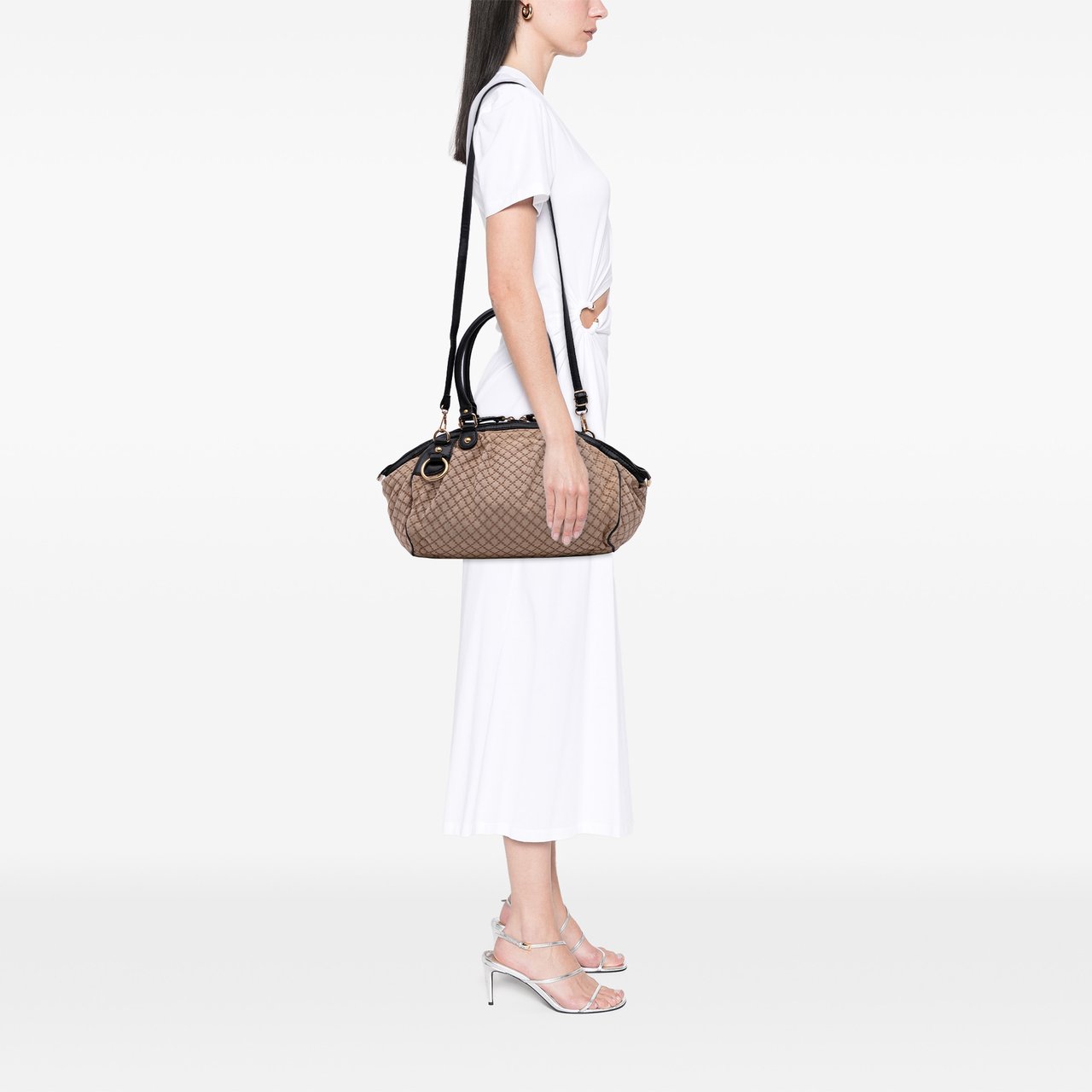 Gucci Diamante Canvas Sukey Satchel Bruin