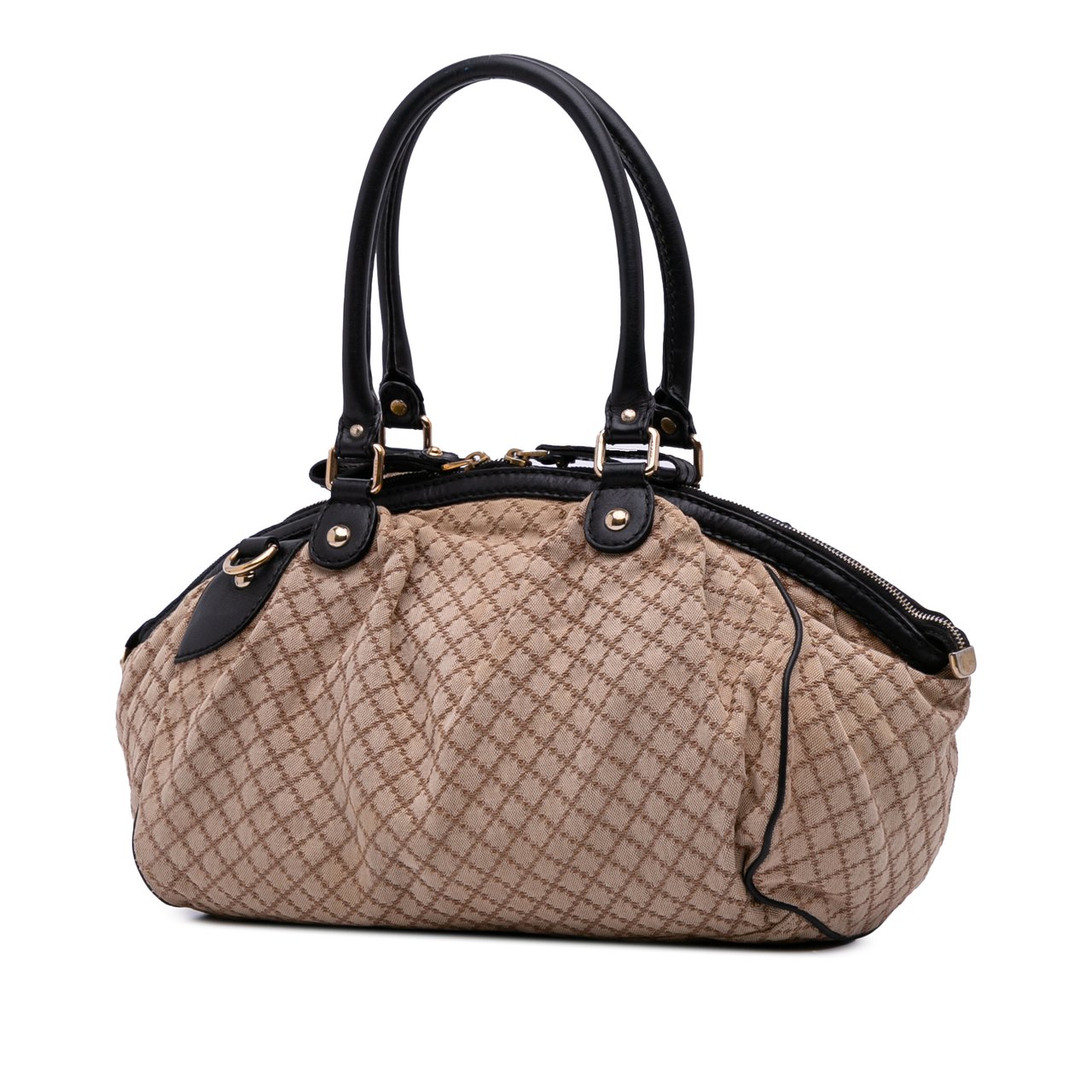 Gucci Diamante Canvas Sukey Satchel Bruin