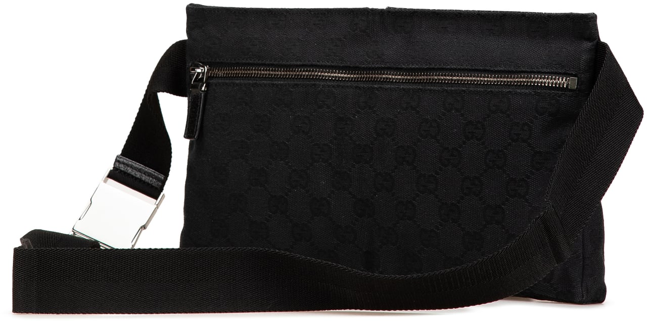 Gucci GG Canvas Double Pocket Belt Bag Zwart