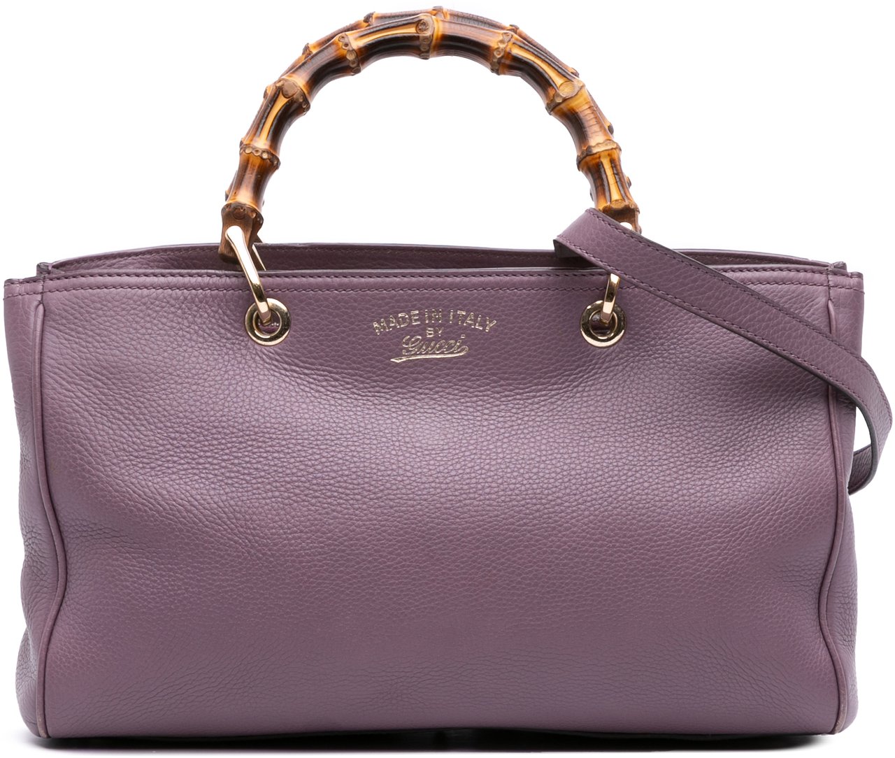 Gucci Medium Calfskin Bamboo Shopper Satchel Paars