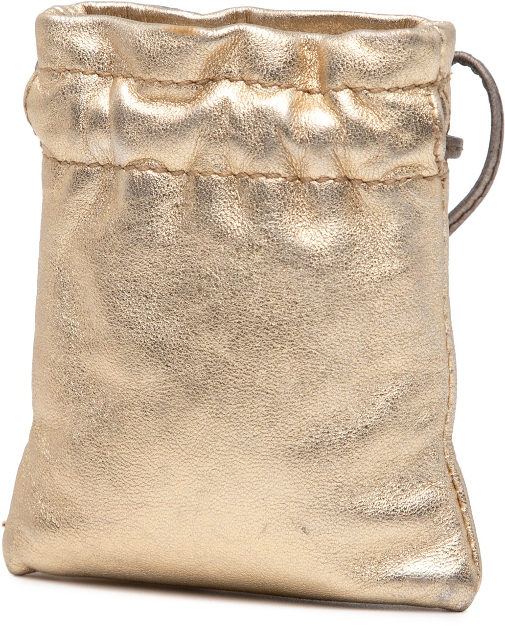 Gucci Metallic Leather Drawstring Pouch Goud