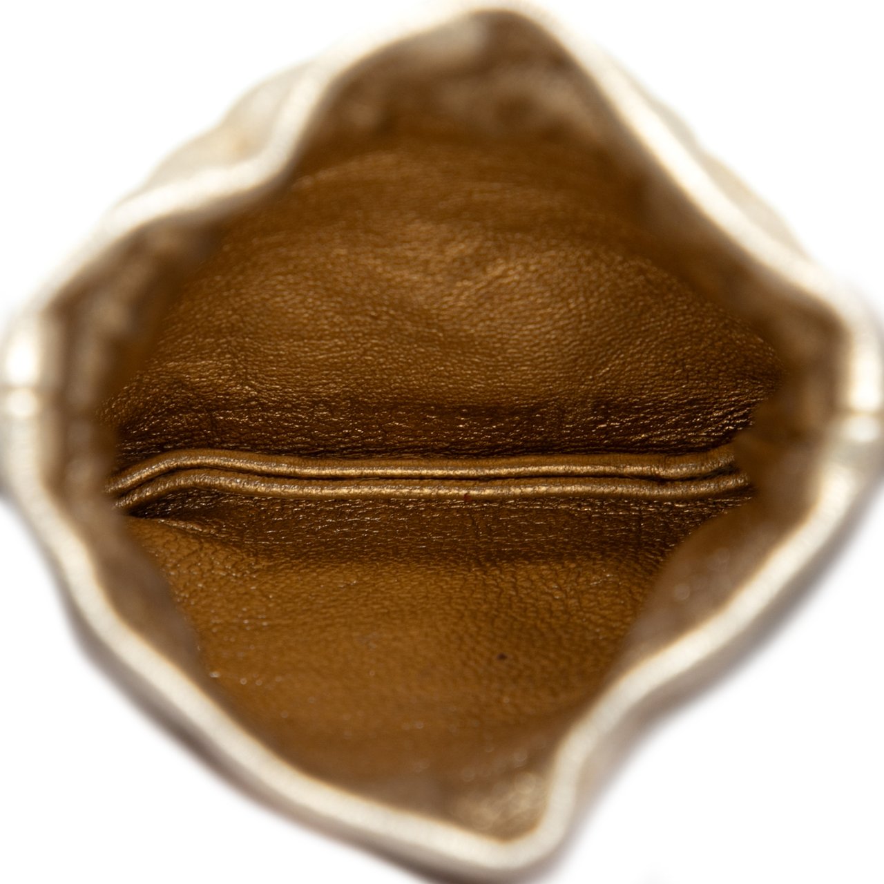 Gucci Metallic Leather Drawstring Pouch Goud
