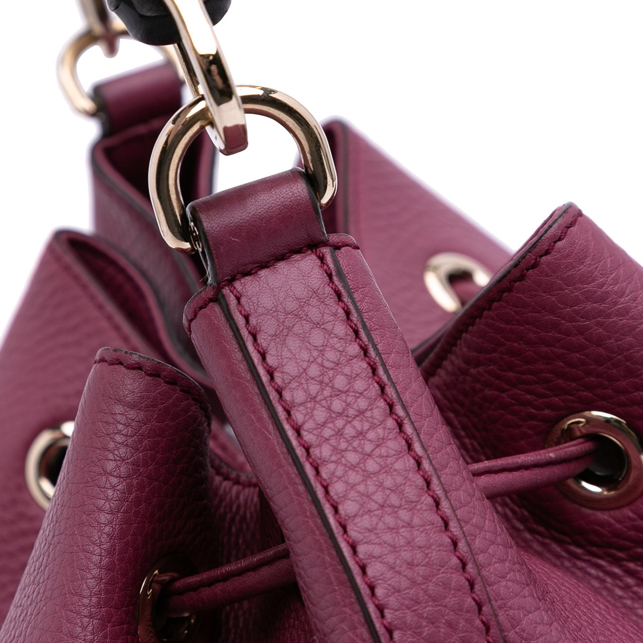 Gucci Pebbled Calfskin Miss Bamboo Bucket Bag Paars