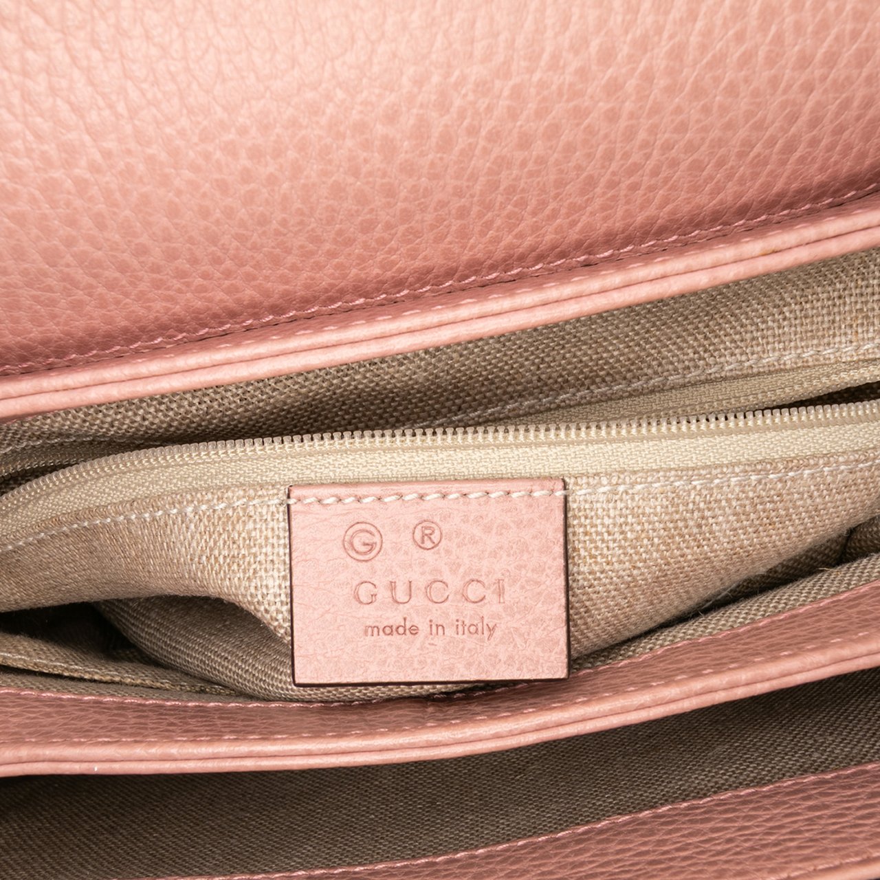 Gucci Small Dollar Calfskin Interlocking G Satchel Roze