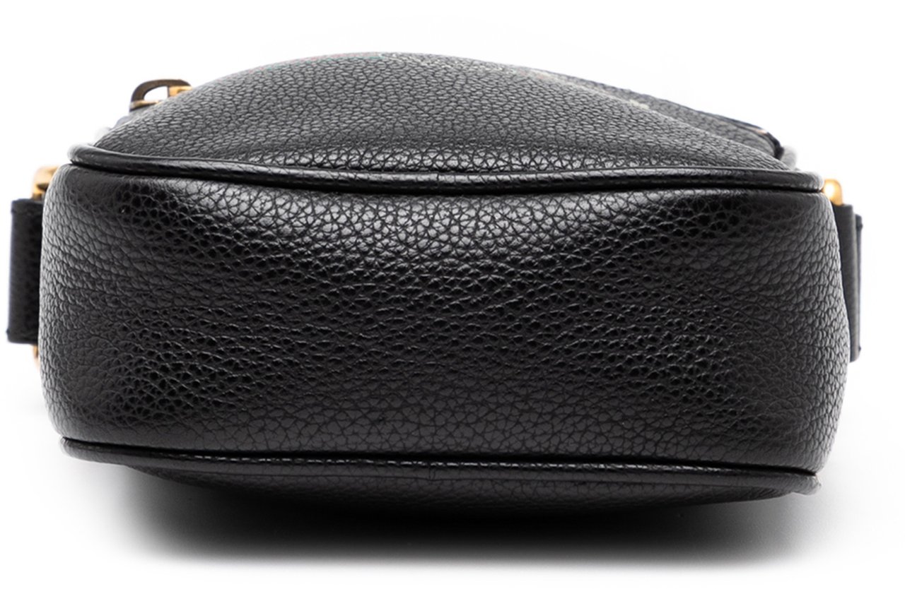 Gucci Mini Grained Calfskin Logo Crossbody Zwart