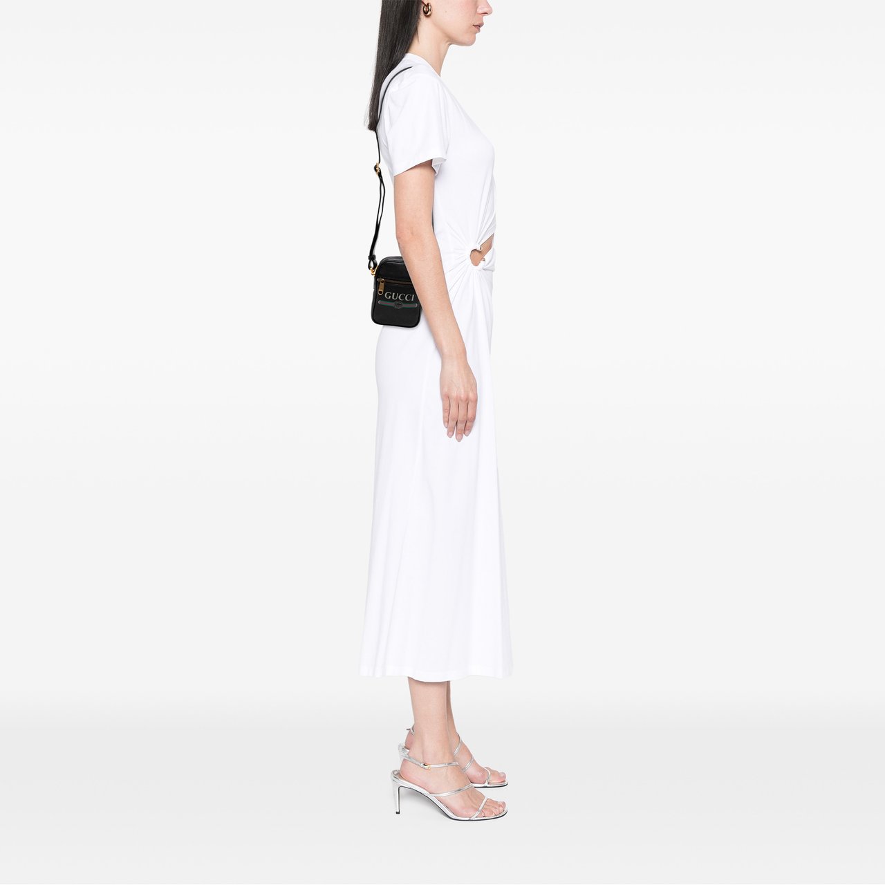 Gucci Mini Grained Calfskin Logo Crossbody Zwart