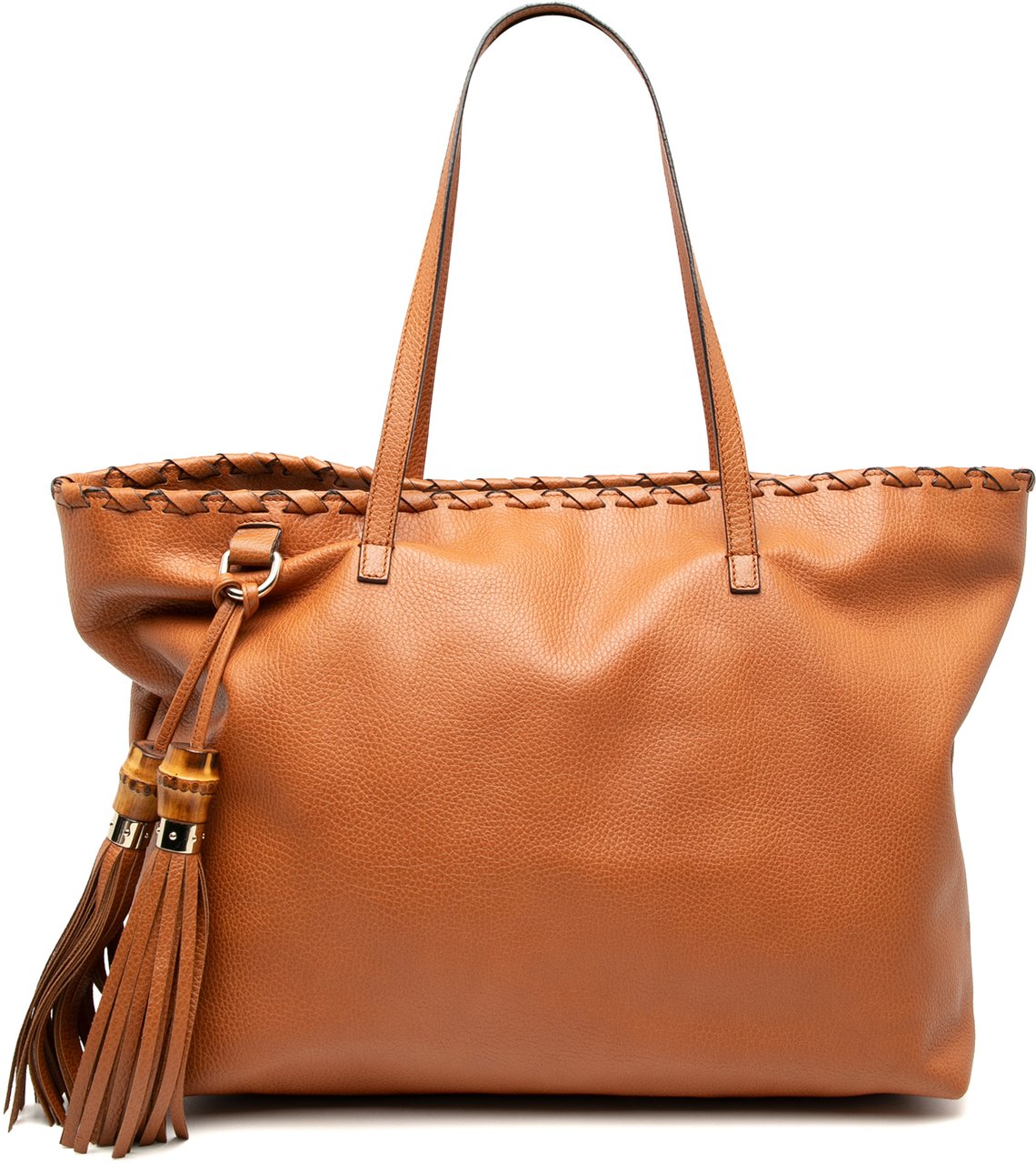 Gucci Leather Peggy Braided Tote Bruin