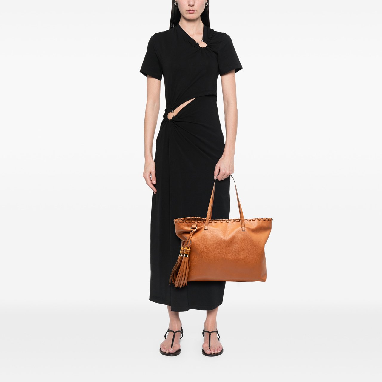 Gucci Leather Peggy Braided Tote Bruin