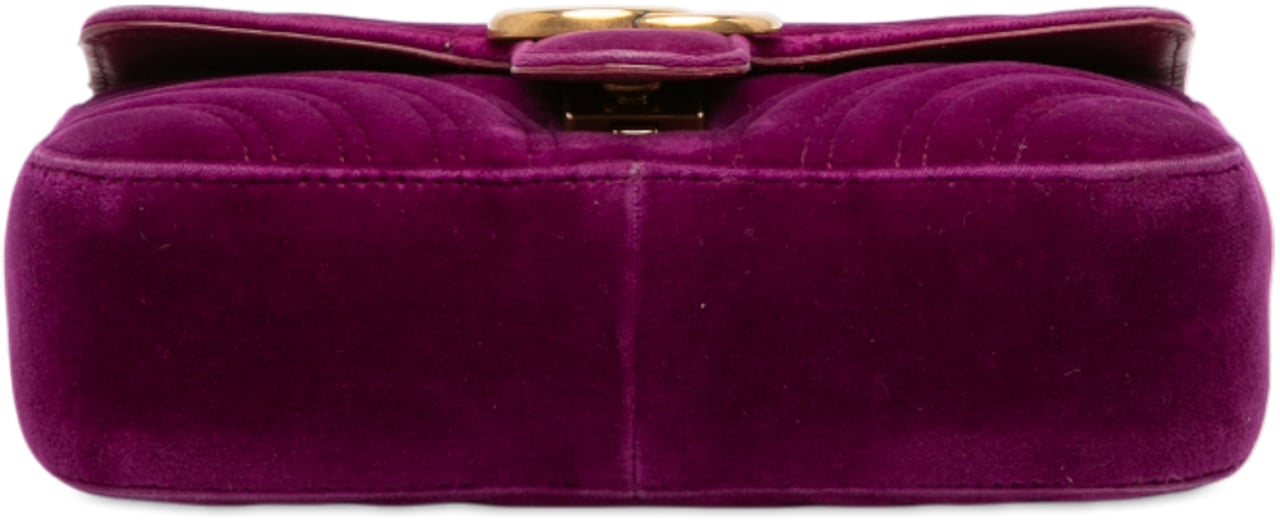 Gucci Small GG Marmont Matelasse Velvet Shoulder Bag Paars