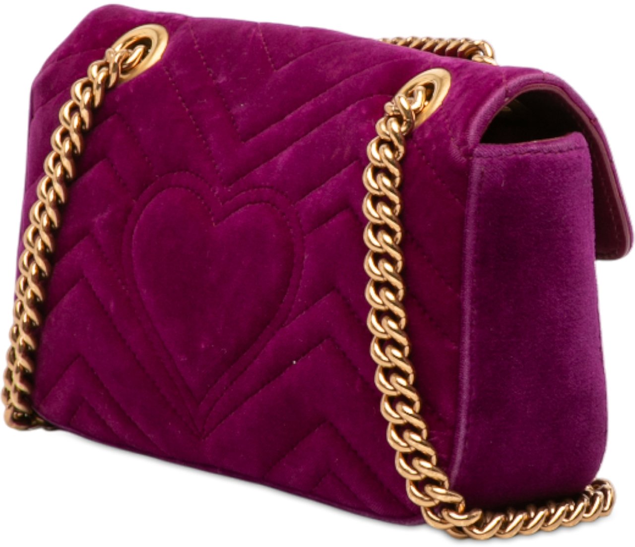 Gucci Small GG Marmont Matelasse Velvet Shoulder Bag Paars