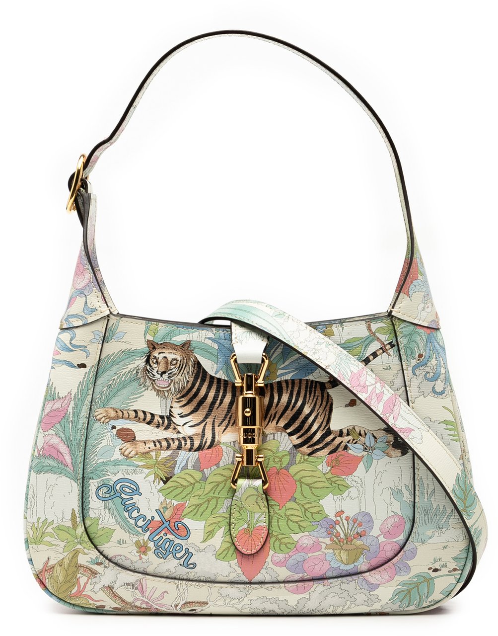Gucci Small Calfskin Tiger Jackie 1961 Crossbody Blauw